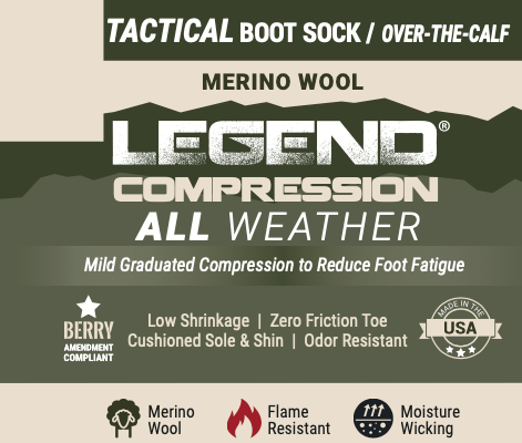 LEGEND® (All-Weather) Compression Over-the-Calf Merino Wool Tactical Boot Socks-Unisex