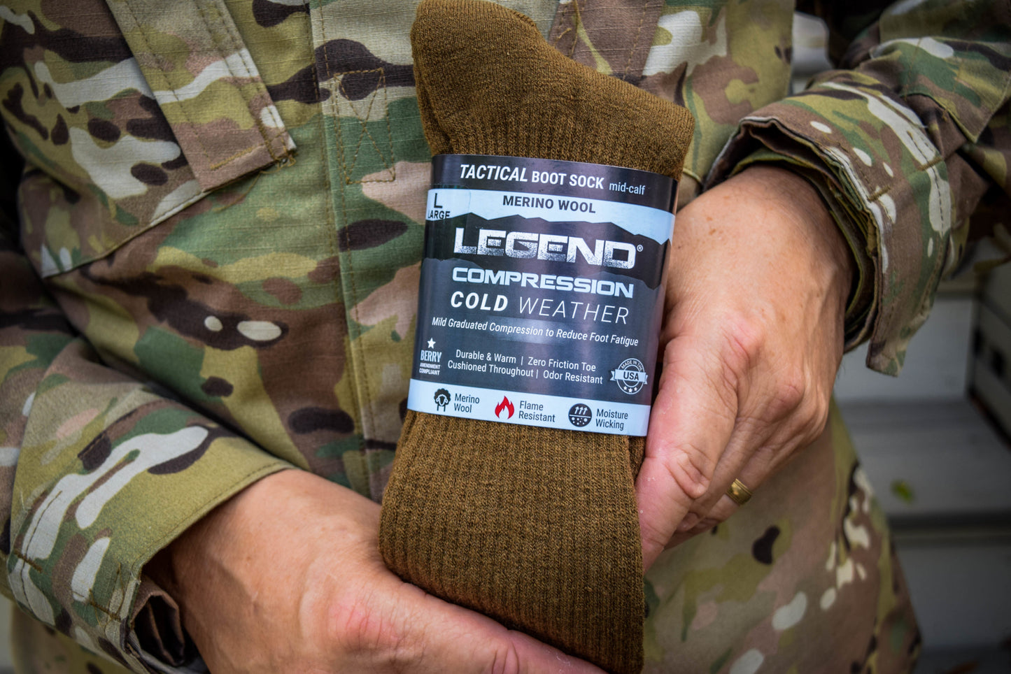 LEGEND® (Cold Weather) Compression Merino Wool Tactical Boot Socks - Unisex