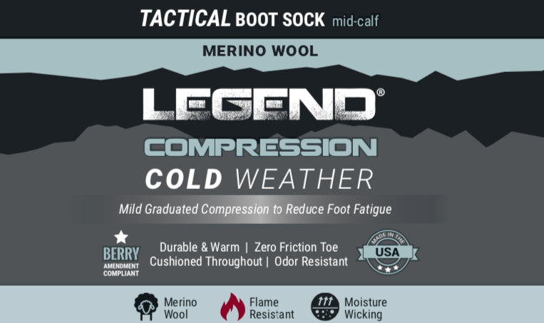 LEGEND® (Cold Weather) Compression Merino Wool Tactical Boot Socks - Unisex