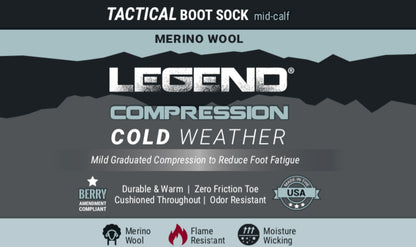 LEGEND® (Cold Weather) Compression Merino Wool Tactical Boot Socks - Unisex