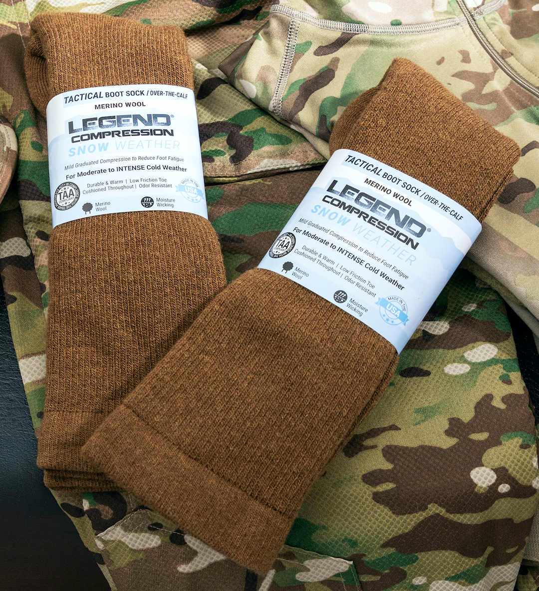 LEGEND® (Snow Weather) Compression OTC Merino Wool Tactical Boot Socks- Unisex