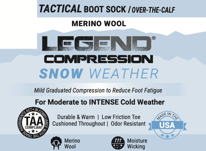 LEGEND® (Snow Weather) Compression OTC Merino Wool Tactical Boot Socks- Unisex