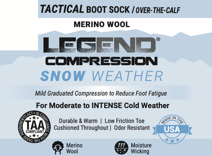 LEGEND® (Snow Weather) Compression OTC Merino Wool Tactical Boot Socks- Unisex
