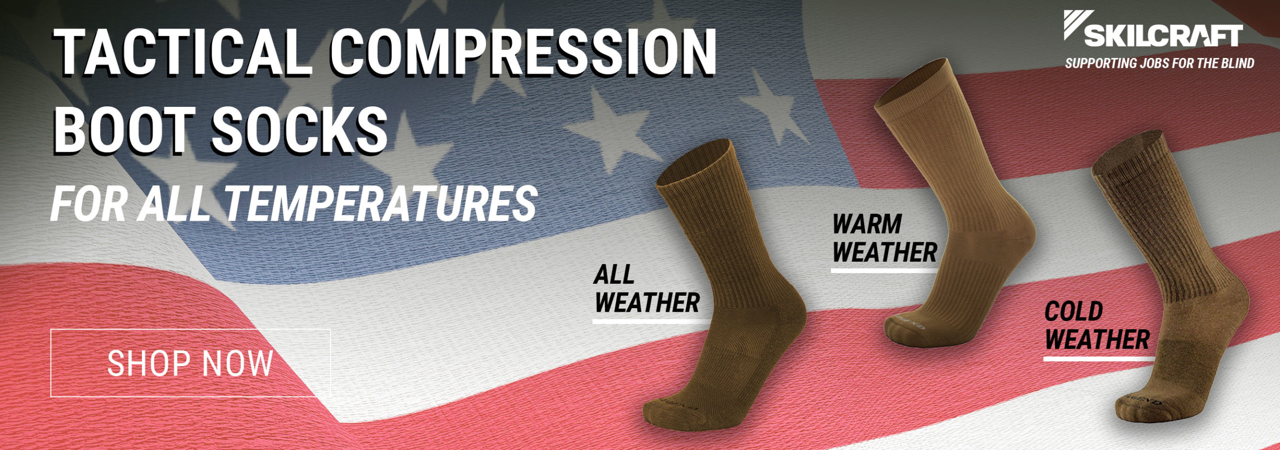 LEGEND all-weather socks with an American flag background.